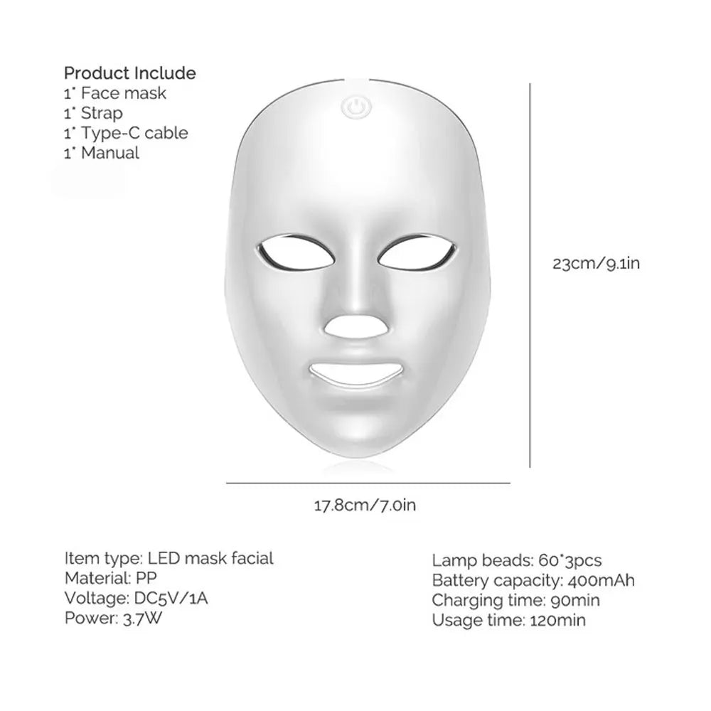 Wireless 7-Color LED Face &amp; Neck Beauty Mask